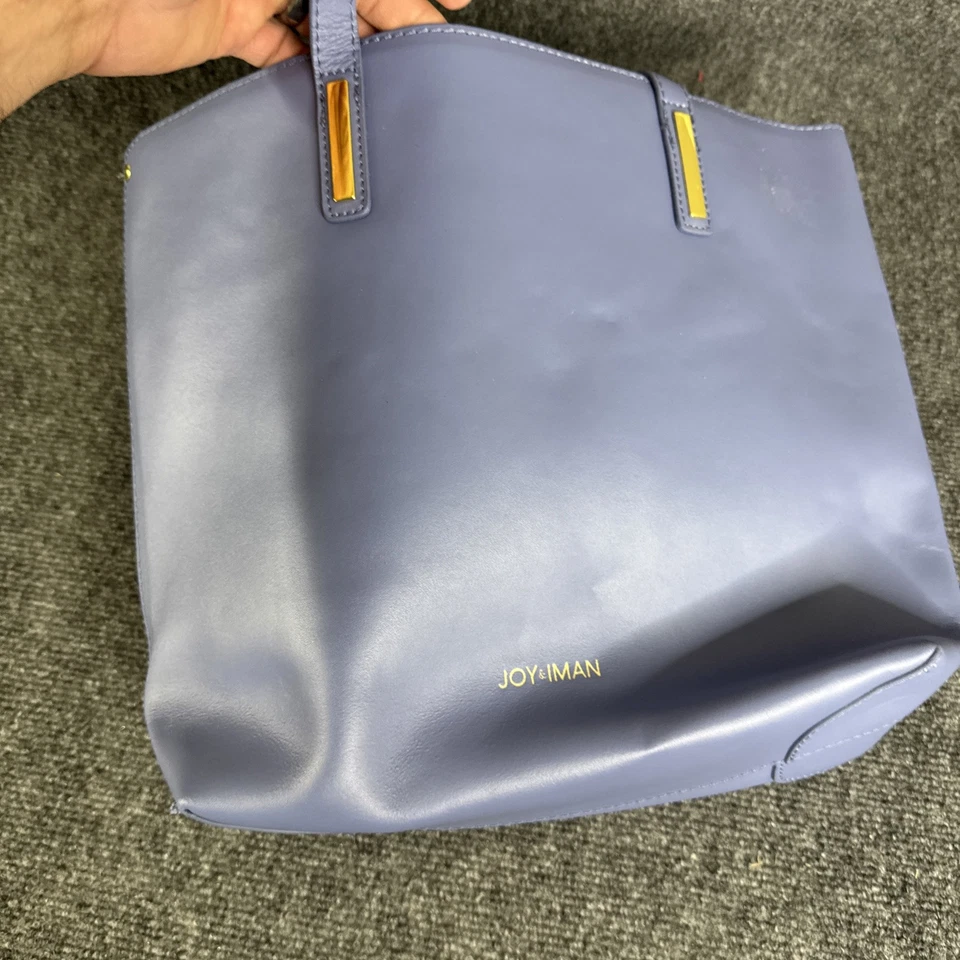 JOY & IMAN Tassel Real Leather Handbag Tote with Fabric Insert, Purple - Image 3 of 4