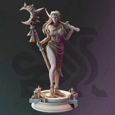 Female Drow Warlock Resin Miniature - Kadna - 32mm Scale Compatible w/ DnD D&D
