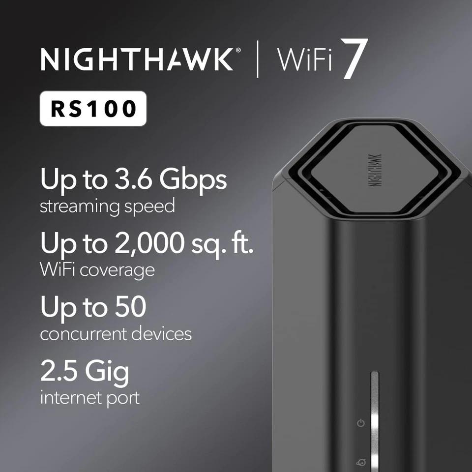 NETGEAR Nighthawk RS100 WiFi 7 Router 36 Gbps Gaming Streaming 2000 sq ft Cov... - Image 2 of 4