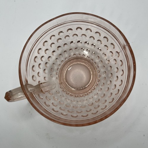 Vintage Pink Depression Glass Hobnail Glass Cup w/Handle - Picture 9 of 9