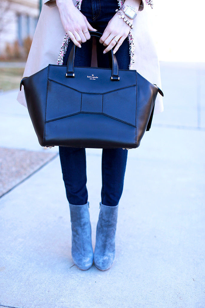 Kate Spade NY LARGE 2 Park Avenue Beau Bag NAVY BLUE SHOPPER