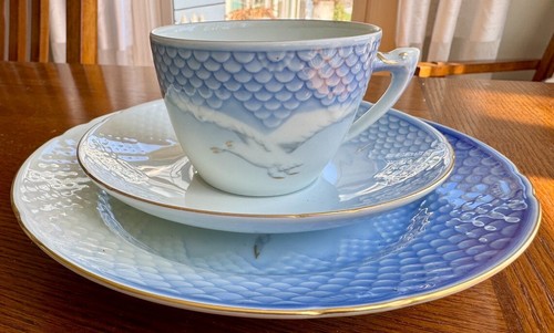 B&G Copenhagen Seagull Porcelain Cup Saucer 475 & Plate 618 Denmark