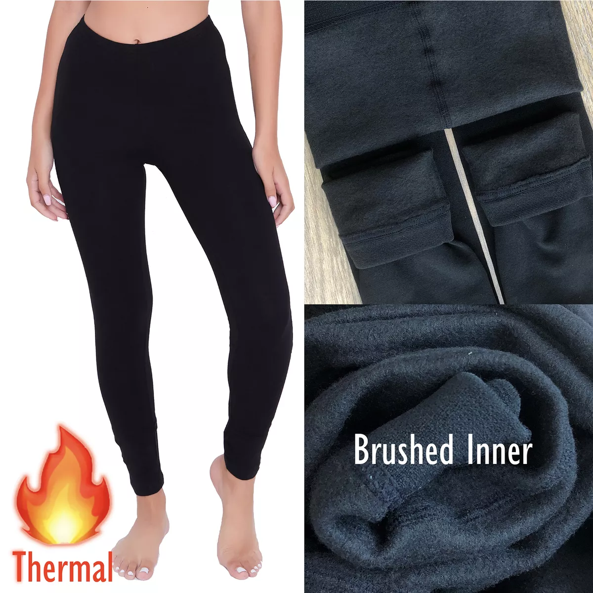 Ladies Thermal Leggings Brushed Cosy Womens Black Warm Lightweight 1 Pair S- XL