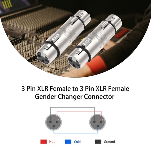 XLR Female To Female Adapter XLR 3 Pin to 3 Pin Microphone Line Adapter FR - Photo 8/12