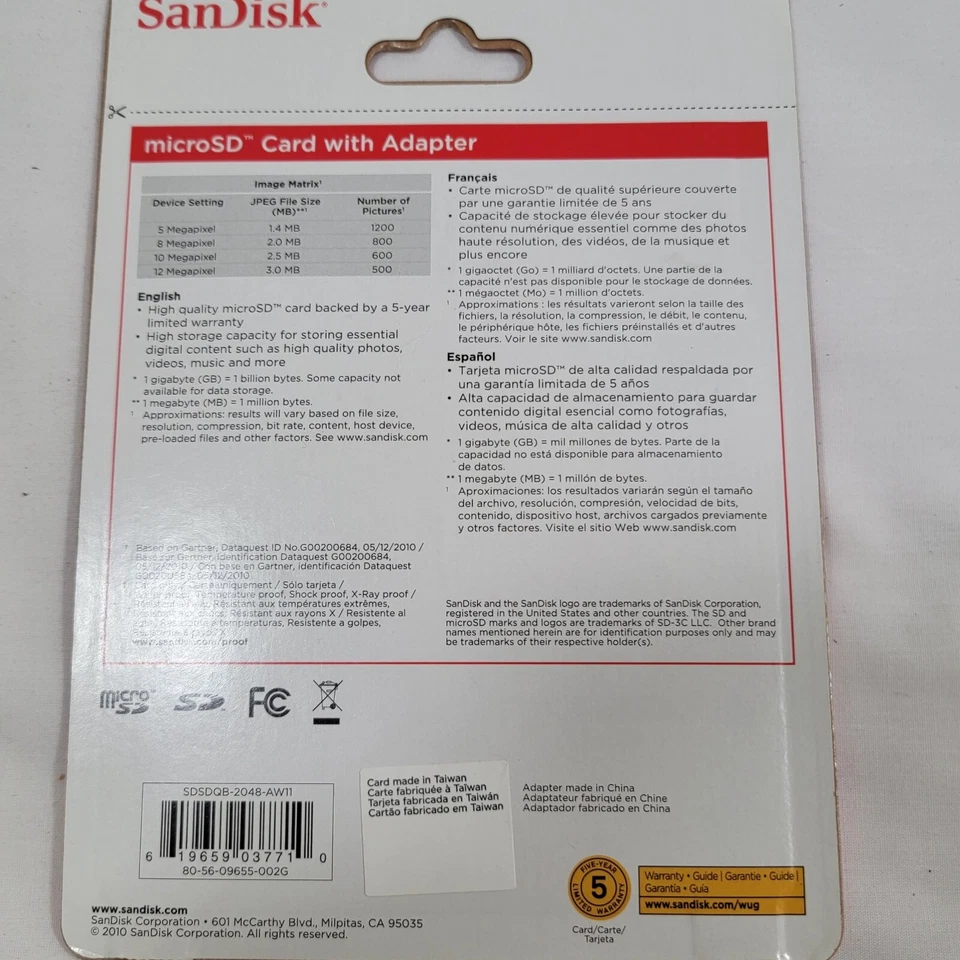 SanDisk 2GB Mobile MicroSDHC Class 4 Flash Memory Card with Adapter-... - Image 2 of 2