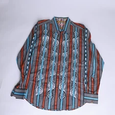 Robert Graham Embroidered Paisley Button Down Men's 2XL Striped Beautiful Color