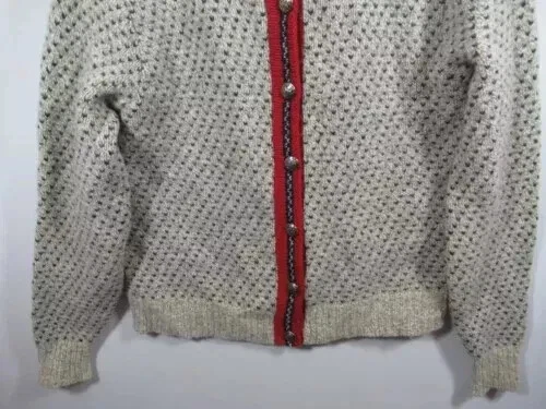 Vintage LL Bean Birdseye Cardigan Sweater Women M Wool Blend 80s 90s Nordic USA - Image 3 of 4