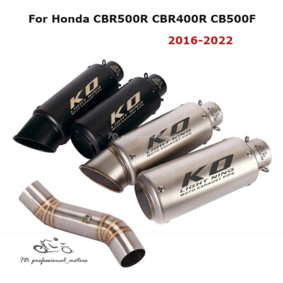 Slip for Honda CBR500R CBR400 CB500F 2016-22 Exhaust Mid Pipe Muffler Tips Black