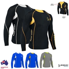 Mens Compression Tight Armour Shirts Breathable Gym Yoga Cycling Under Baselayer