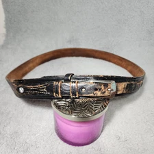 Leather Ranger Style Belt Men’s Size 41/ 44 Black Vintage Worn Western Sheriff