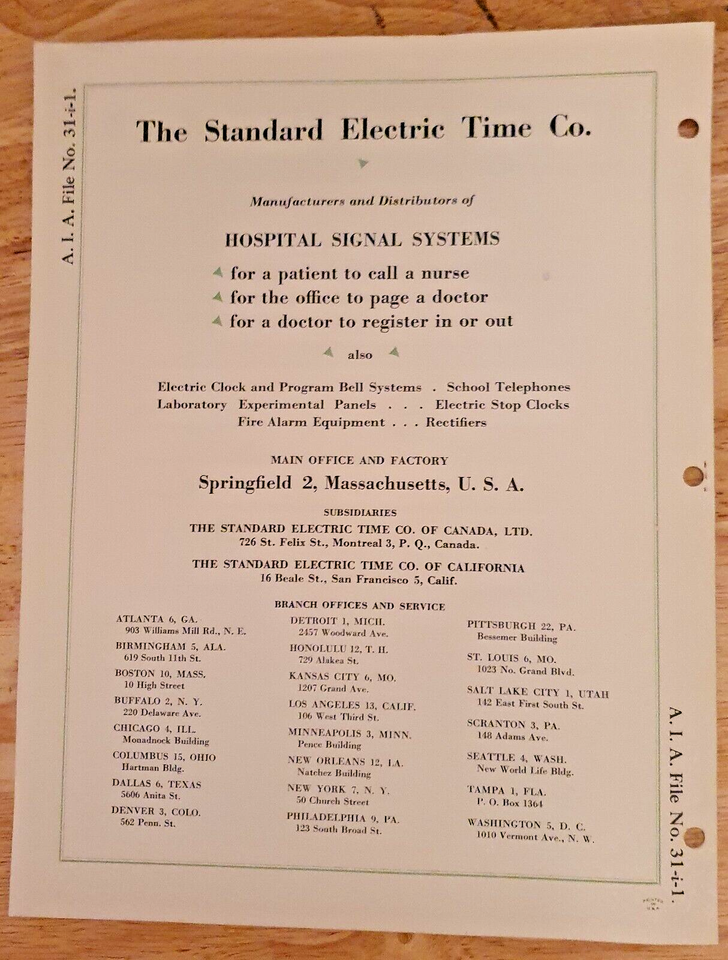 STANDARD ELECTRIC TIME CO SPRINGFIELD, MA OPERATING ROOM TIMER AD eBay