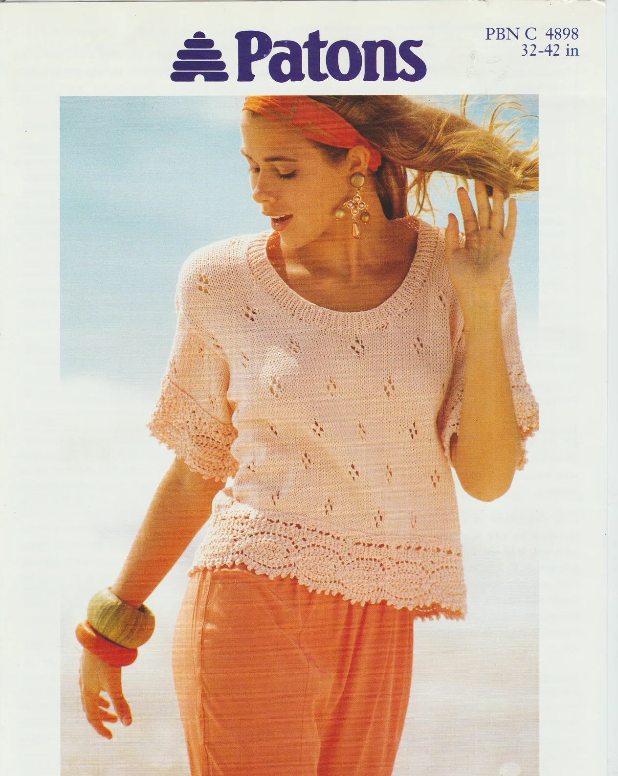 4898 Patons Knitting Pattern Original Paper Leaflet DK Lace Edged Top