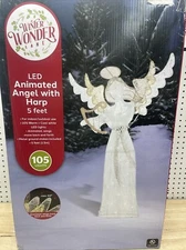 Winter Wonder Lane 5’ LED Animated Angel With Harp Christmas Decor BEAUTIFUL!!