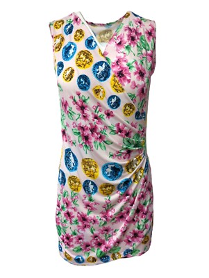 Women Wrap Jersey Dress Pink Floral Print V Neck Summer Size S-DR781 | eBay