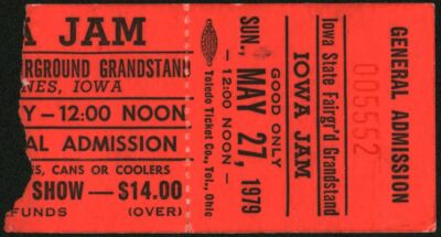 廃盤帯付　サイン入り　・NACIONAL JAM'S　／BEAT HARVEST NAZARETH (Band)-Ted Nugent-Head East-1979 Ticket Stub (Iowa Jam