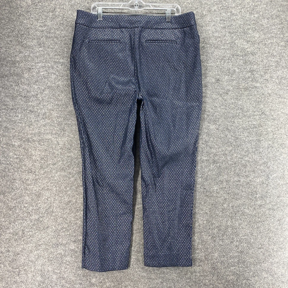 Pantalones de vestir Chico's para mujer 16 azules geométricos tiro alto frente plano forrados Foto 2 de 4