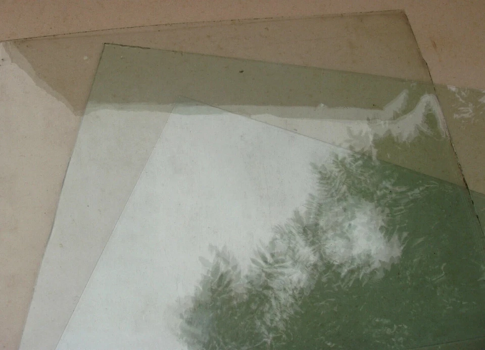 Lot de 4 vitres anciennes en verre soufflé XIXe S - Format 1P - 22 x 14 cm - Photo 4/4