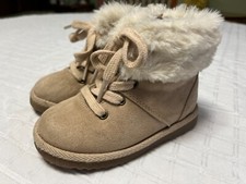 Gap Toddler Sherpa Microfiber Suede Boots, Tawny Buff Color, Size 7, Super Cute