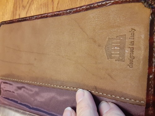New Vintage St. Thomas Anne Klein Collection Croc Leather Brown Clutch Checkbook - Picture 3 of 12