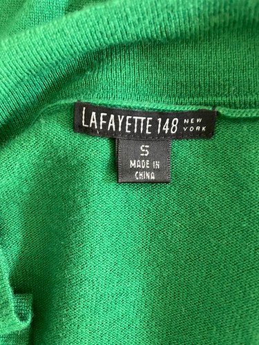 Lafayette 148 New York Small Green Button Up Extra Fine Wool Sweater EUC - Picture 5 of 6