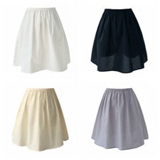 Damen Baumwolle Unterrock Petticoat Halb Slip A Line Gummibund Sicherheit Rock