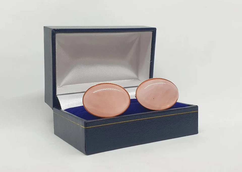 Gemelos de plata de ley 925 enchapados en oro rosa con piedras preciosas de cuarzo rosa natural Foto 3 de 4