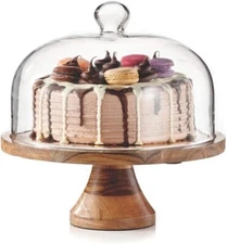 Royalty Art 4-in-1 Cake Stand with Dome, Cheese Board, Covered Platter, and Serv