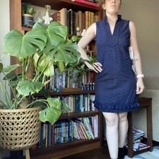 Eliza J navy blue mandarin collar sheath dress new with tags
