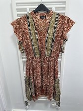 B&B Boho 100% Silk Ruffle Dress Size 10-12 Festival Ibiza Style