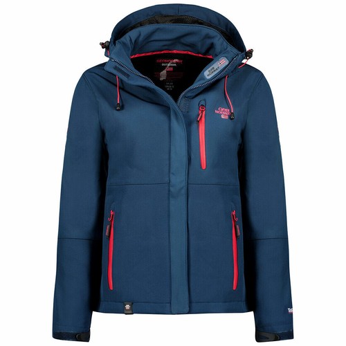Geographical Norway Ladies Softshell Jacket Functional Jacket Detachable Hood - Picture 3 of 7