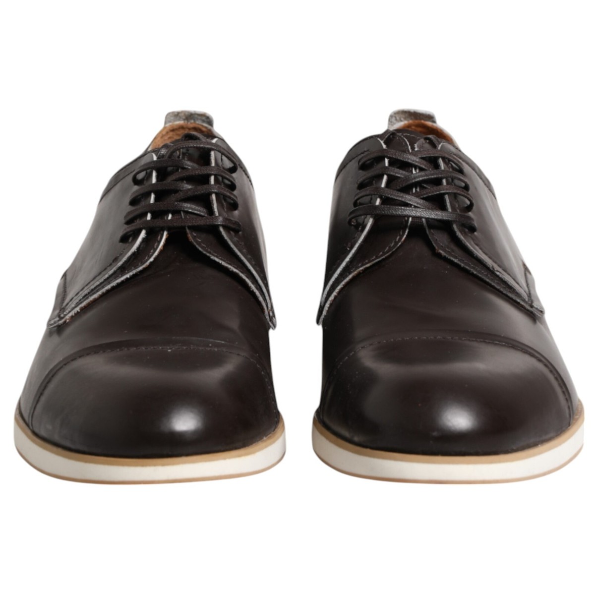 POLLINI Shoes Dark Brown Leather Derby Lace Up Dress Formal EU45