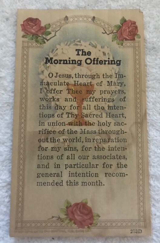 Prayer Card: 'The Morning Offering'  VINTAGE Prayer Card