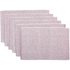 Ashton Burgundy Ribbed Country Placemat Set of 6 12x18 Cotton VHC Brands