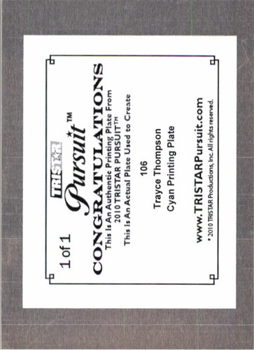 2010 TriStar Pursuit TRAYCE THOMPSON #106 Rookie Press Plate 1/1 - Picture 2 of 2