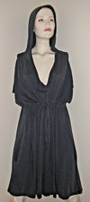 Old Navy Women Hooded Swim Cover Up Tunic Dress Gray Drawstring Beach Pocket