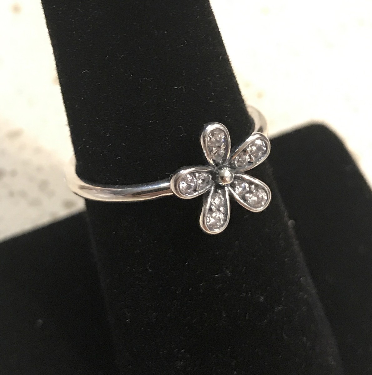 Pandora Dazzling Daisy Ring #190932CZ +HINGED BOX +POLISHING CLOTH