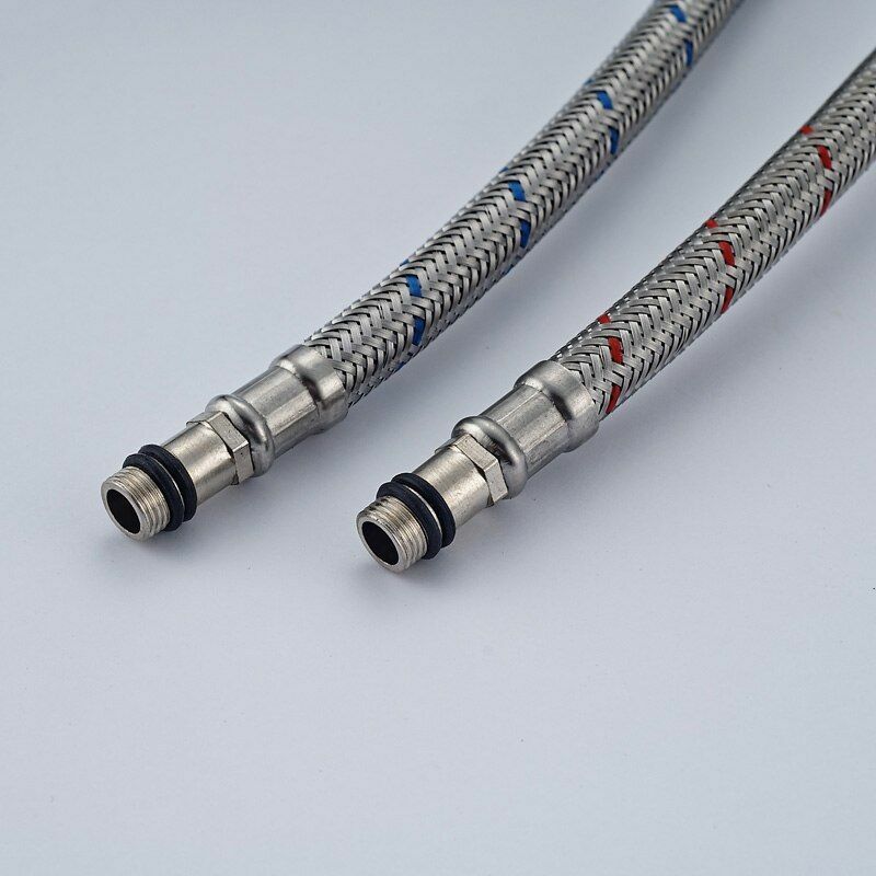 Flexible Cold/Hot Mixer Faucet Water Supply Pipe Hose Pair 60cm Stainless  Steel | eBay