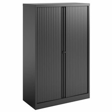 Bisley Black 1.6m Tambour Roller Door Cupboard Unit with 3 Shelves and 2 Keys