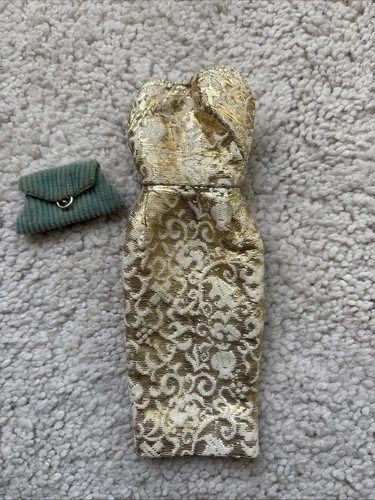 Mattel Barbie Doll Golden Girl Sheath Dress Blue Purse Clutch #911 Vintage 1959