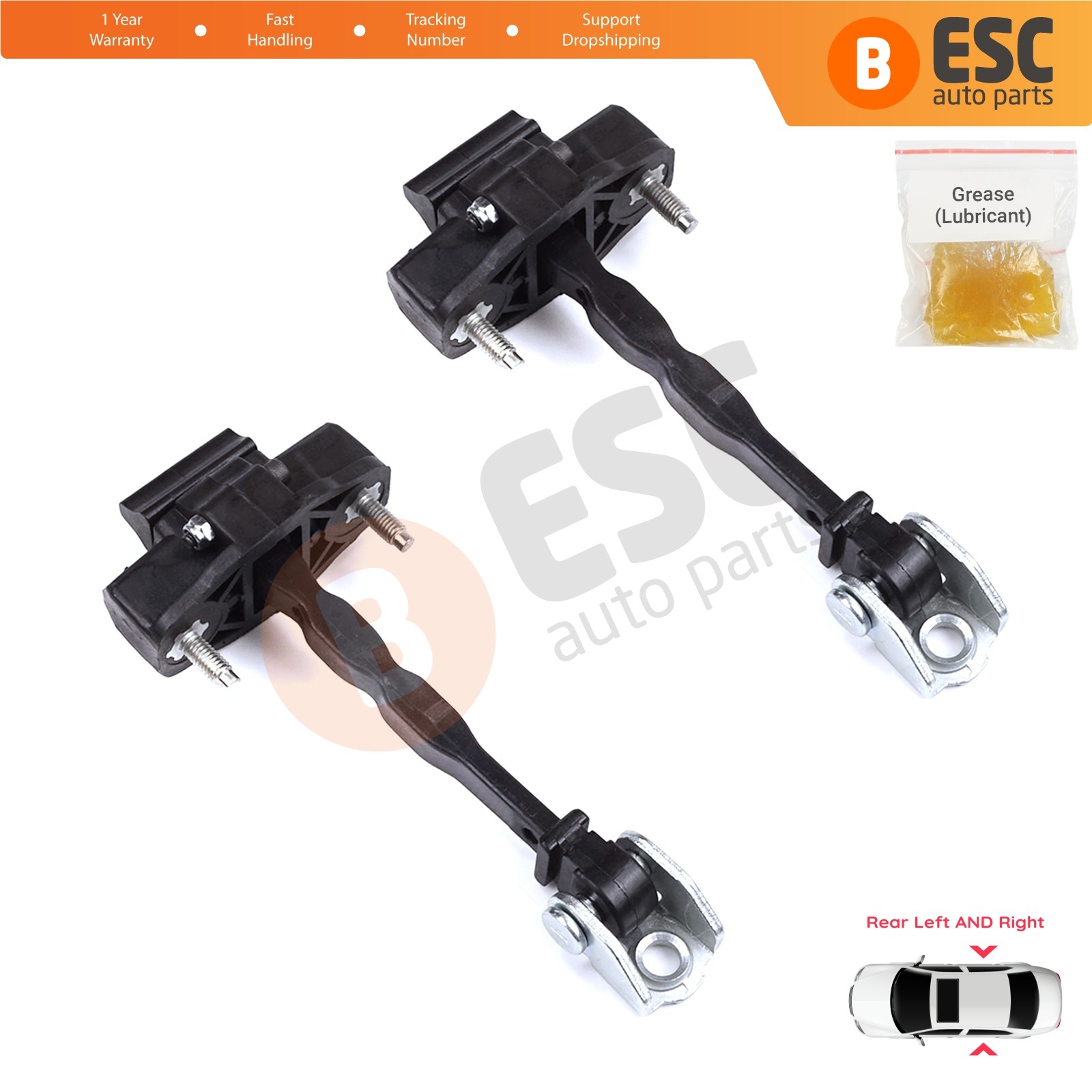 2X Rear Door Hinge Stop Check Limiter for Citroen C4 e-C4 C4X e-C4X MK3 2020-On