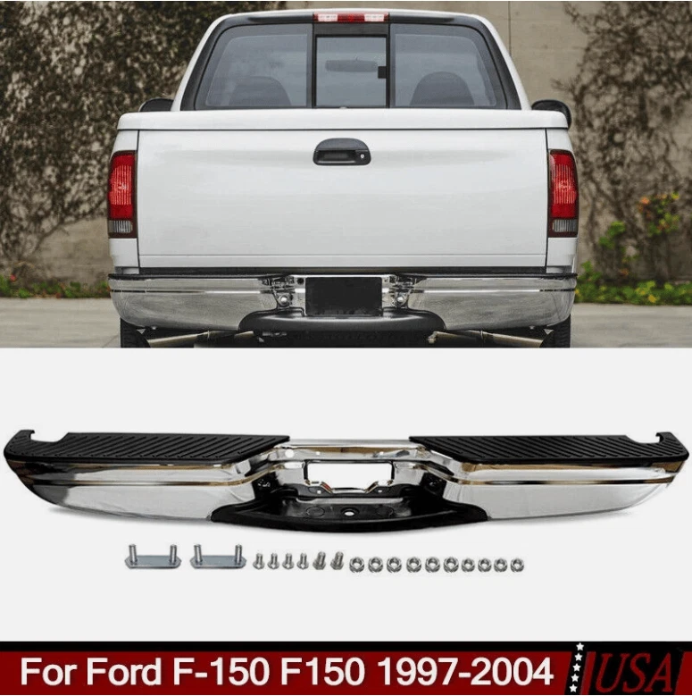 Fits 1997-2004 Ford F-150 F150 1999 F-250 F250 Chrome Rear Bumper Assembly Foto 3 de 4