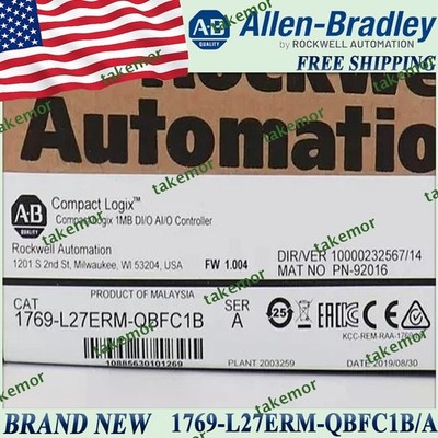 New AB ControlLogix 1MB D I/O A I/O Controller 1769-L27ERM-QBFC1B/A Free Ship US