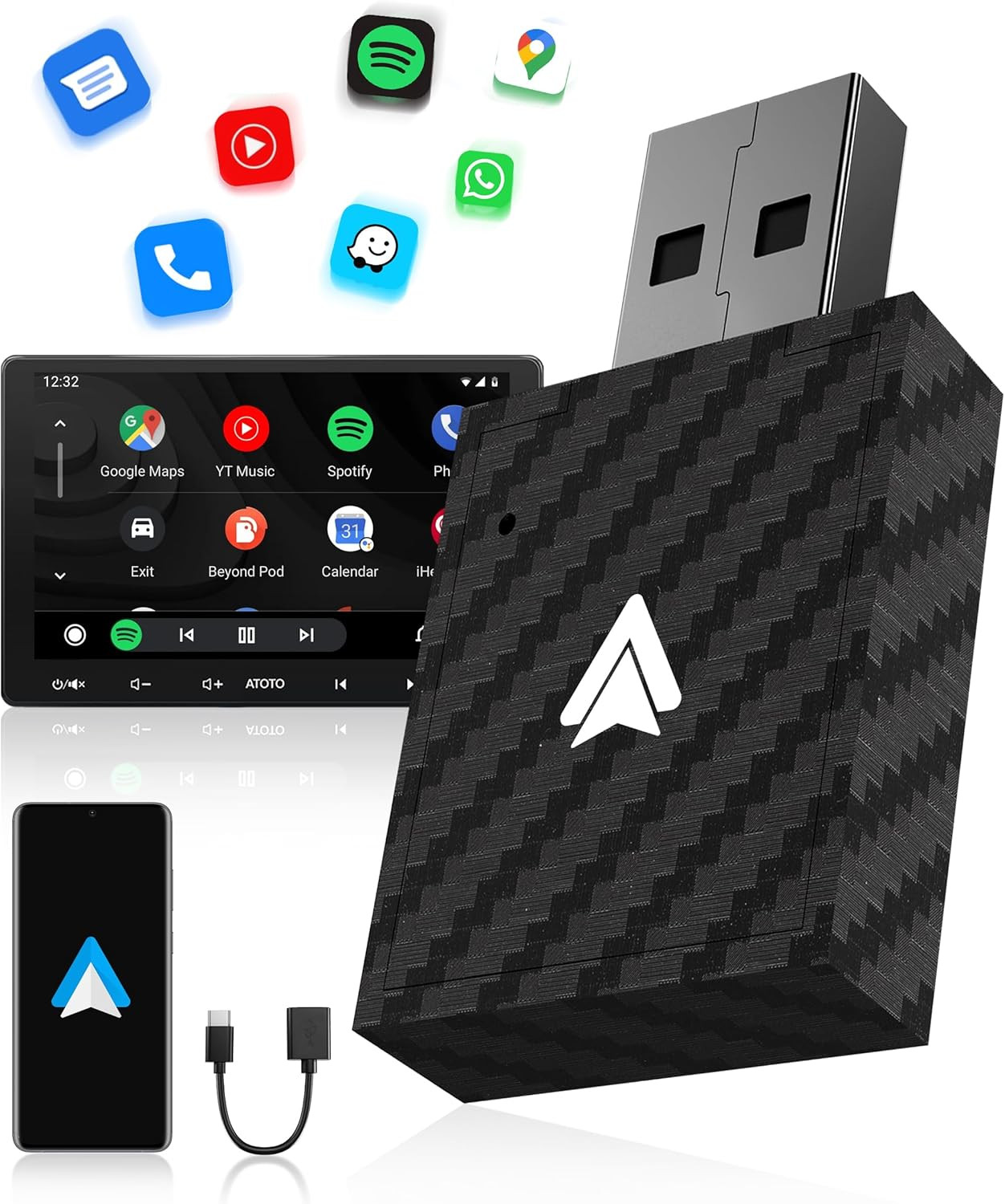 Android Auto Wireless Dongle Bluetooth 5.3 WiFi 5.8G - Smart Driving