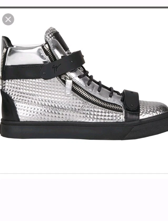 GIUSEPPE ZANOTTI Mujer Metálico Plateado Zapatillas Altas 38.5/8 Excelente  Foto 4 de 4