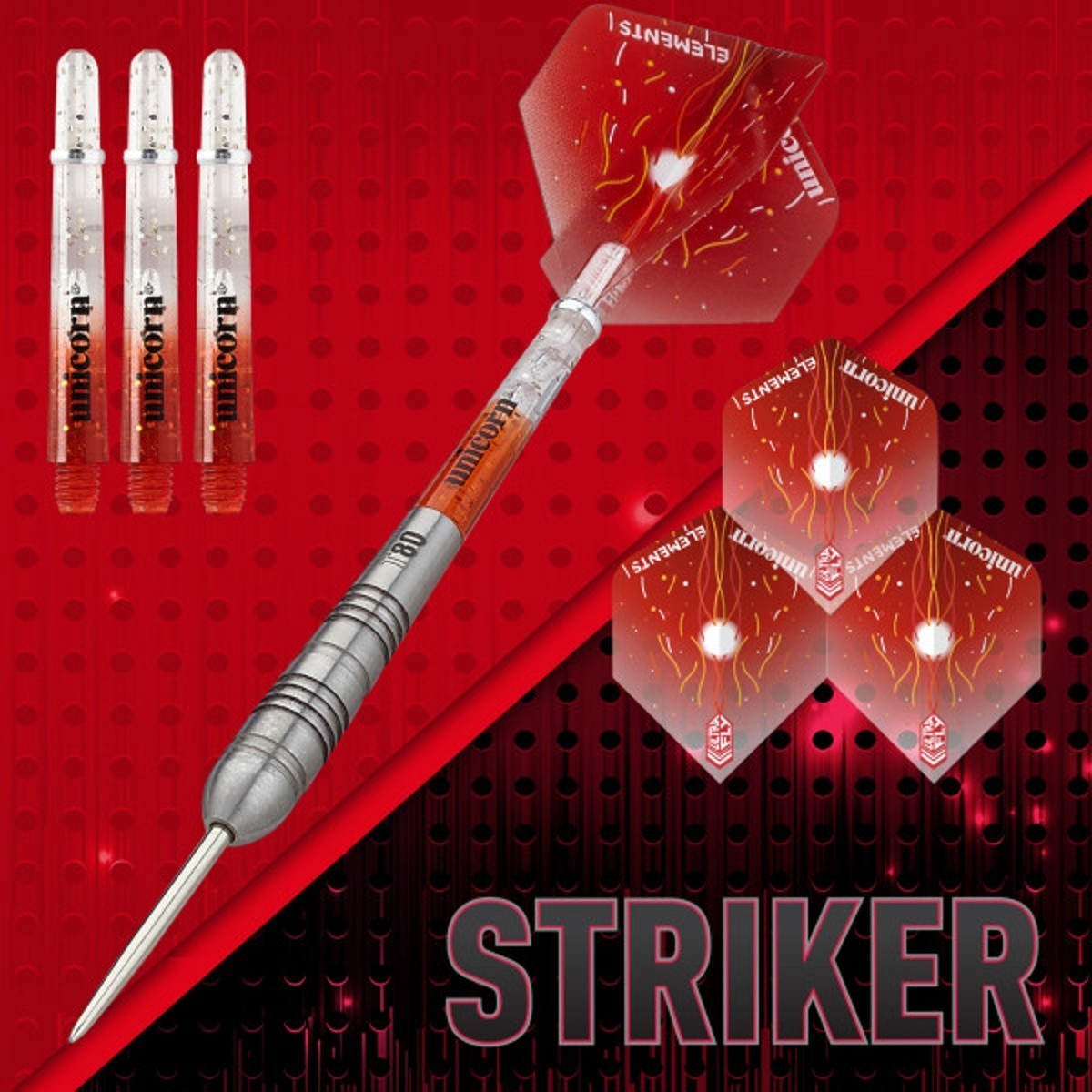 Unicorn Striker 80% Tungsten Steel Tip Darts - 20g, 21g, 22g, 23g
