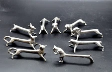 Service 9 Silver Metal Animal-Shaped Knife Holders Vintage Table Art Design