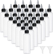 32 Pack 4Oz Boston Dispensing Bottles round LDPE Plastic Squeeze Dropper Bottles