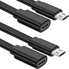 2 Pack Micro USB Extension Cable 10 Ft/ 3 Meters Male to Female Extender Cord Co