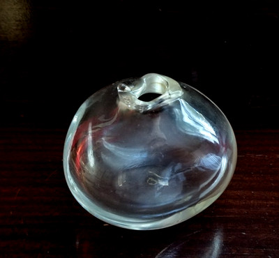 Hand Blown Art Glass Clear Crystal Bud Vase Ink Well Free Form 3.5'' Vtg MCM