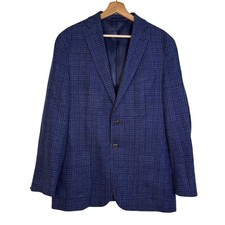 Jos A Bank Linen Blend Glen Plaid Relaxed Tai...